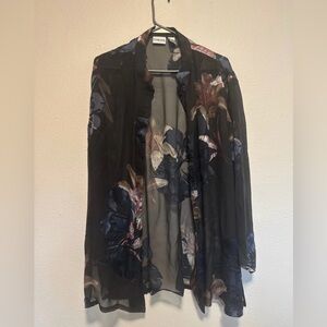 Chico's Black Floral Sheer Blouse